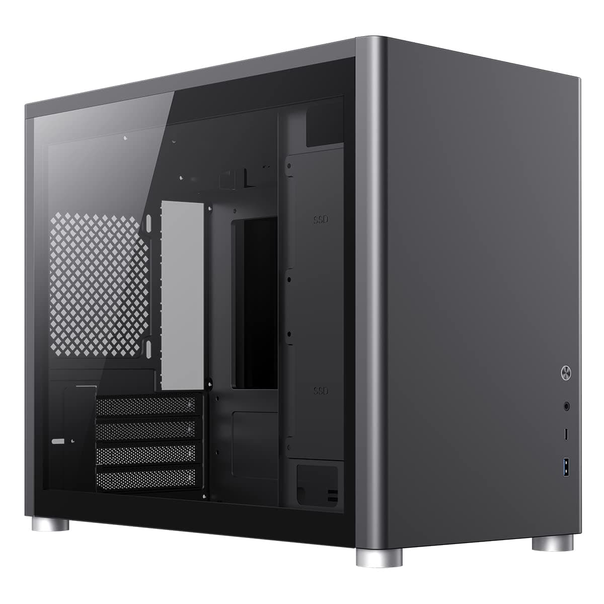 GAMEMAX Spark Gaming Cube, Micro-ATX Modular Gaming PC Case, Dual Tempered Glass Side Panels, USB3.0 - Type C | Black (GMX-SPARKBLK)