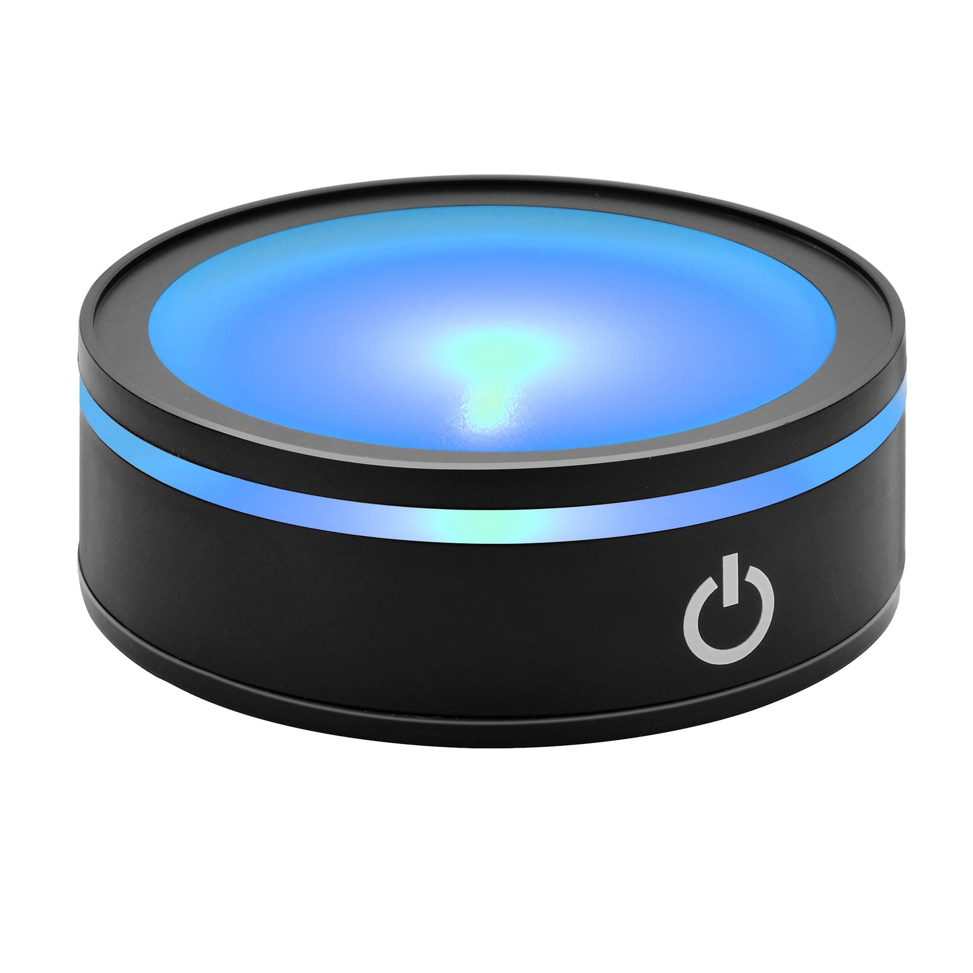 IFOLAINA LED Light Base Lighted Display Stand for Crystal 3D Photo Glass Art Tumbler RGB Multicolor Lighting Round Black Pedestal - Flat