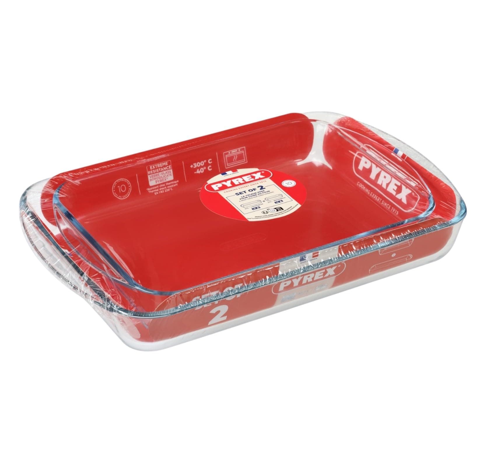 Pyrex Essentials Rectangular Roaster Set of 2 (3.7L+2.6L) – Versatile and Durable Kitchen Essential