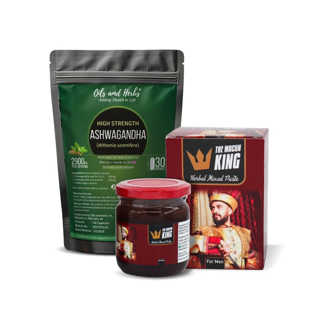 Herbal Mixed Paste Turkish Honey Macunu King Paste- Fast Performance 480G Plus Free High Strength Ashwagandha Capsules 30 caps