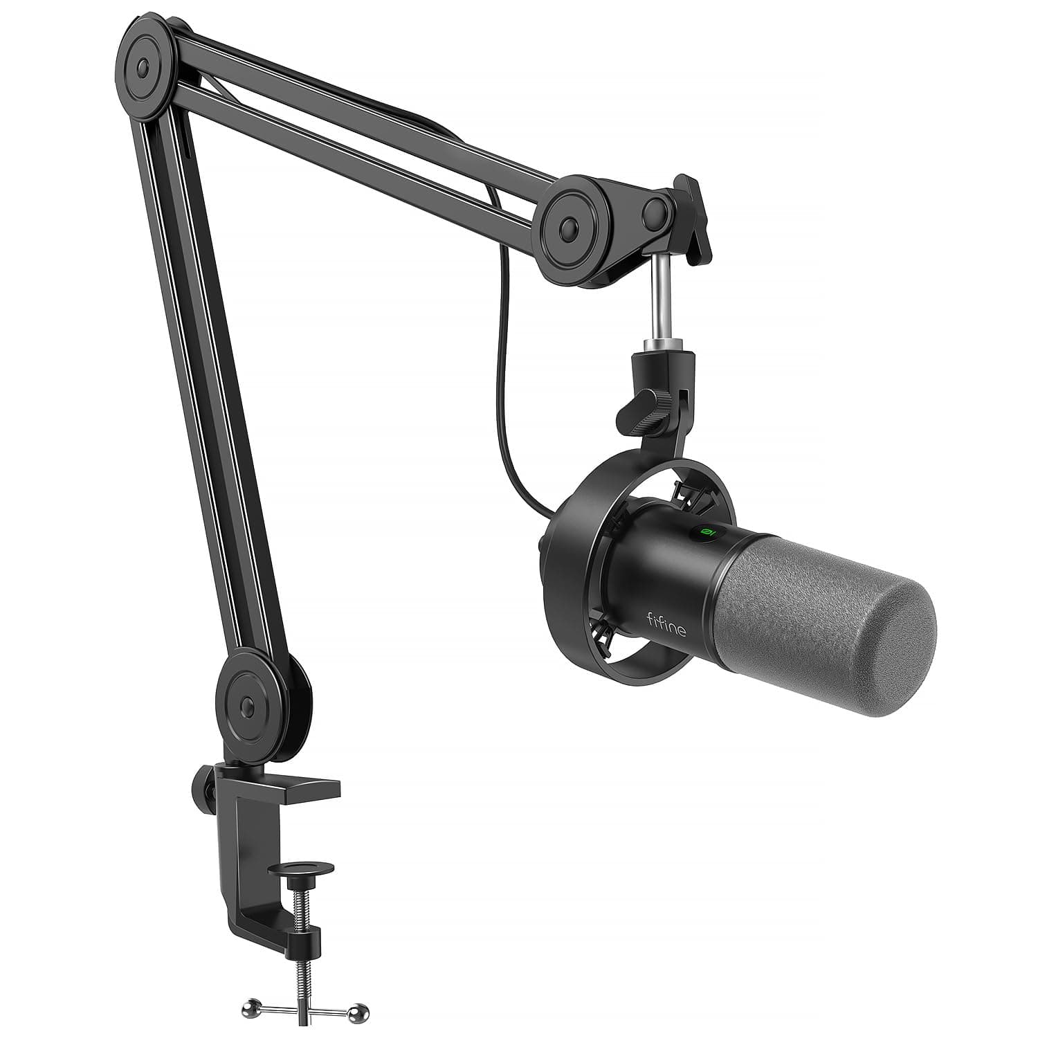 Dynamic Podcast Microphone Set with Boom Arm Stand, Studio XLR/USB Microphone for Recording Vocal Streaming, Metal Mic with Mute Tap, Headphone Jack, Heavy Duty Boom Arm-K688T