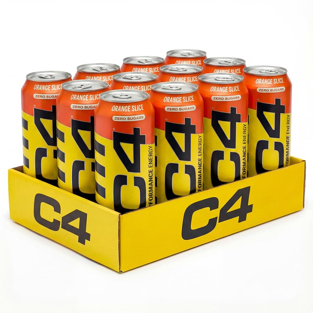 C4 Performance Energy Drinks Orange Slice 500ml (12 pack) | Sugar Free Energy Drink with 160mg Caffeine, 250mg Betaine, 1050mg Taurine | Low Calorie Fizzy Drinks for On the Go Energy and Focus
