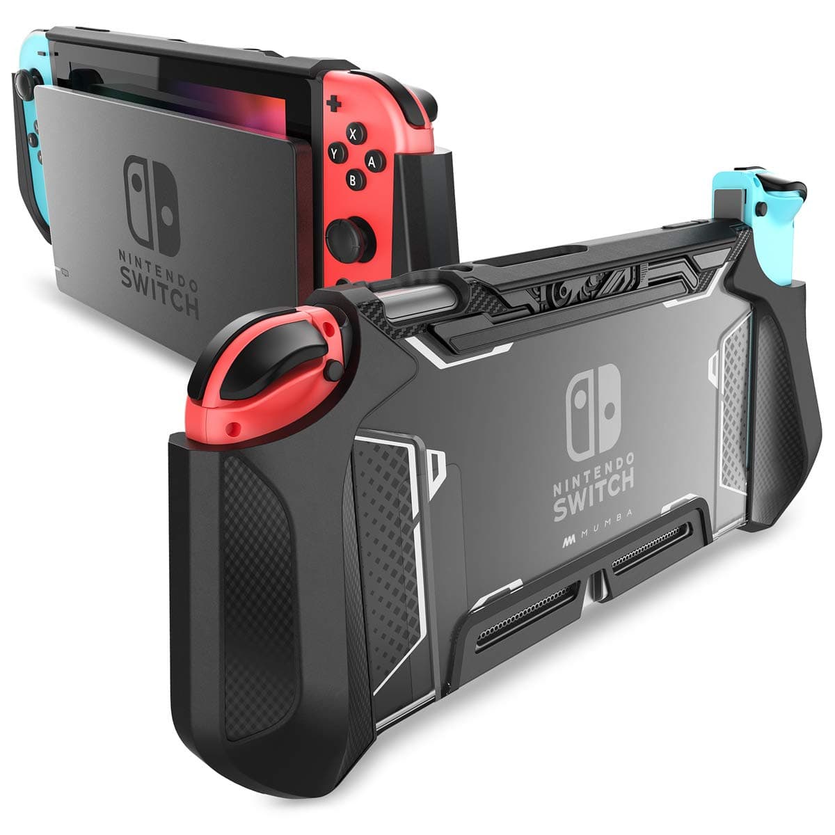 Dockable TPU Grip Protective Cover Case for Nintendo Switch and Joy-Con Controller (Black)