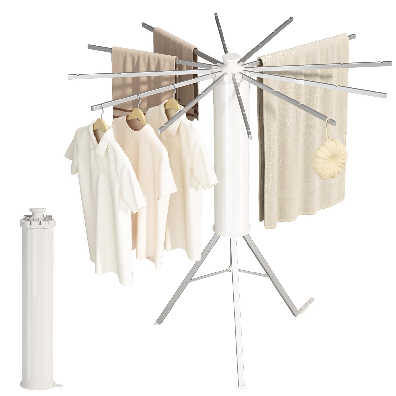 Octopus Portable & Foldable Space Saving Clothes Drying Rack, 12 Expandable Aluminum Rods, Collapsible for Camping, Balcony, Bedroom & Laundry Room