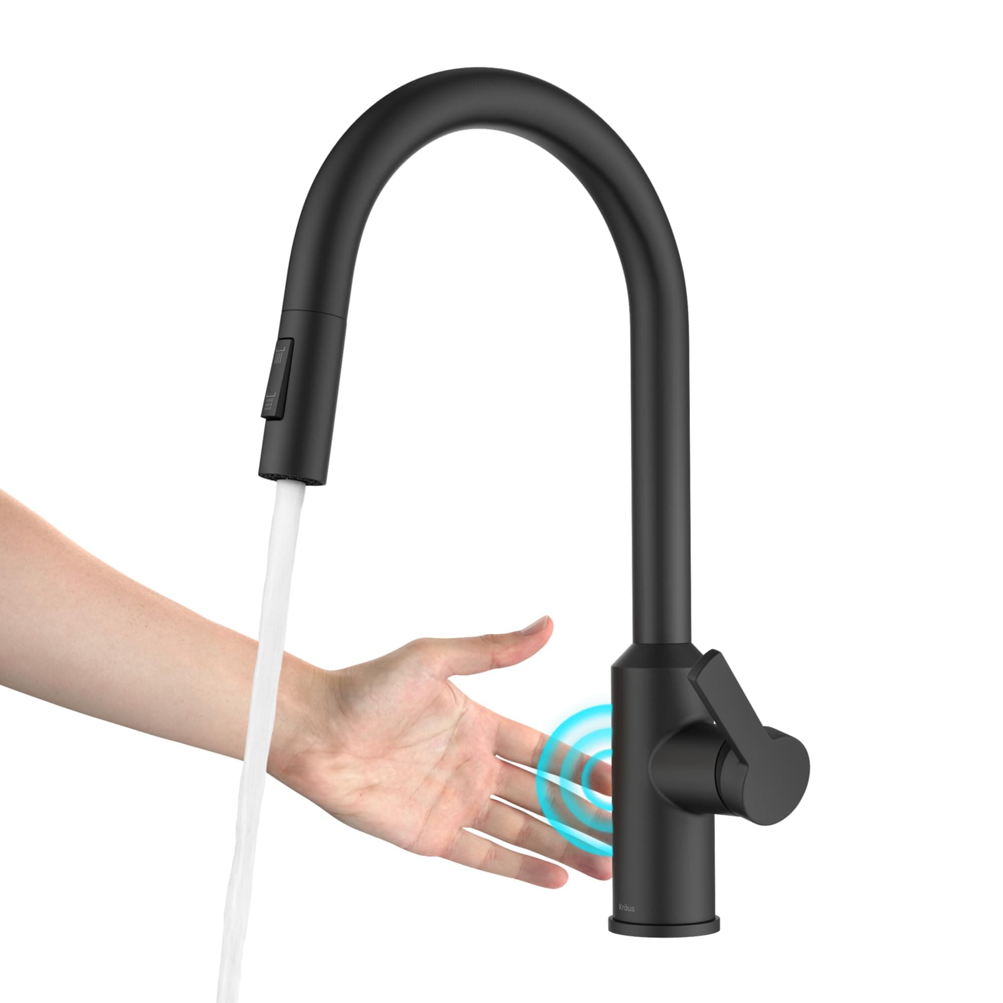 KRAUS Oletto Touchless Sensor Pull-Down Single Handle Kitchen Faucet in Matte Black, KSF-2830MB