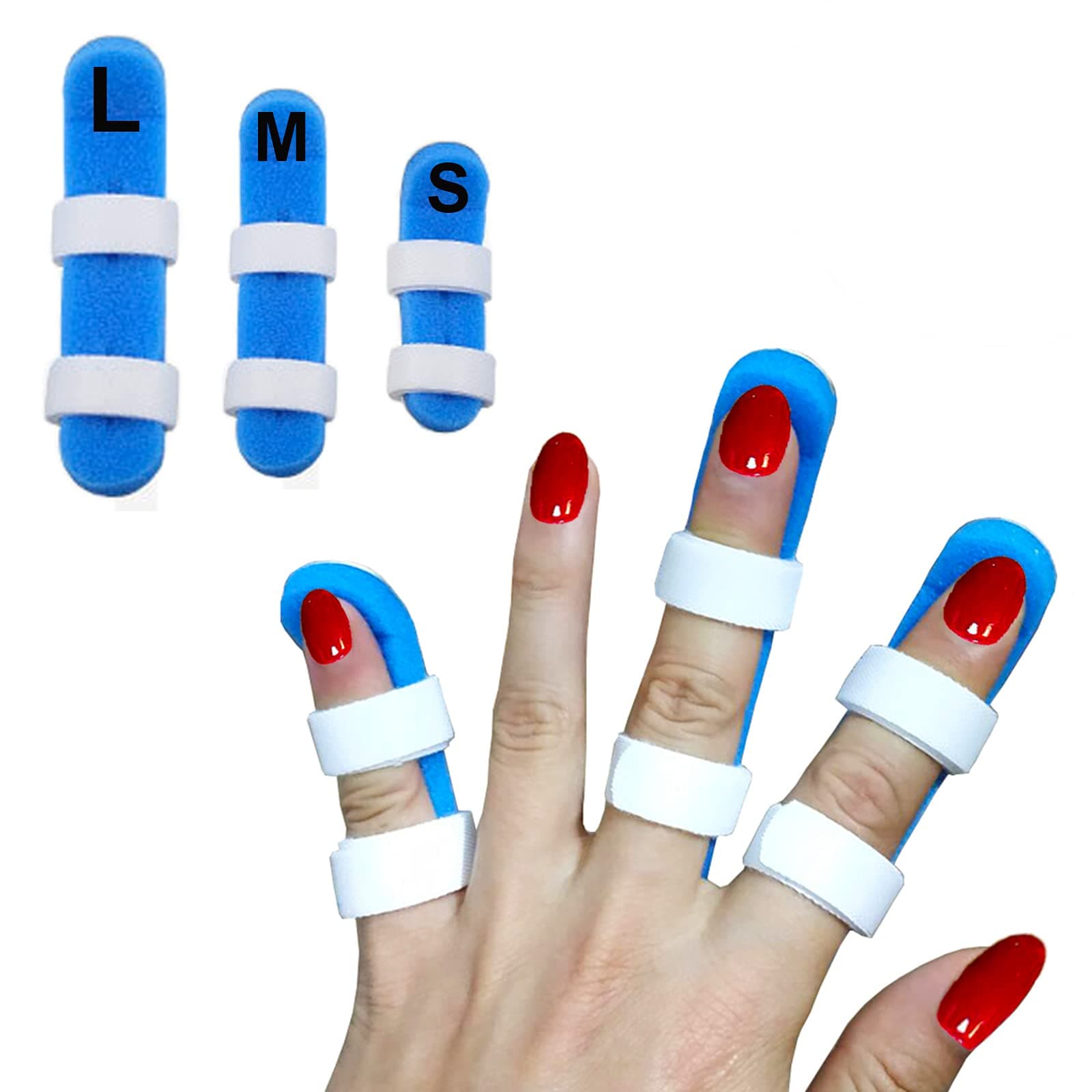 Finger Splints, 3-Size Pack Trigger Finger Brace Support, Mallet Finger Splints for Finger Broken, Sprains, Jammed, Fractured Fingers