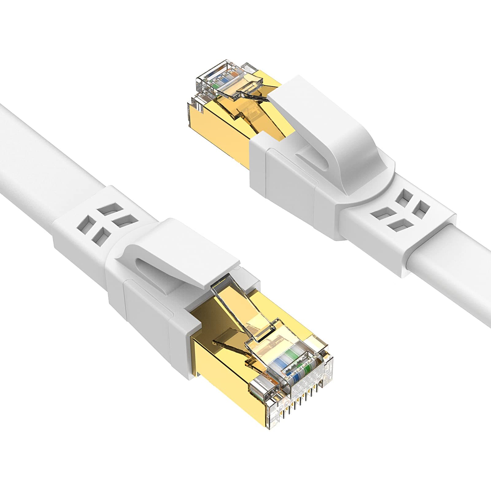 Ercielook CAT8 Ethernet Cable 4m, High Speed Shielded Flat Internet Cable, Weatherproof S/FTP UV Resistant for Router/Gaming/Modem - White