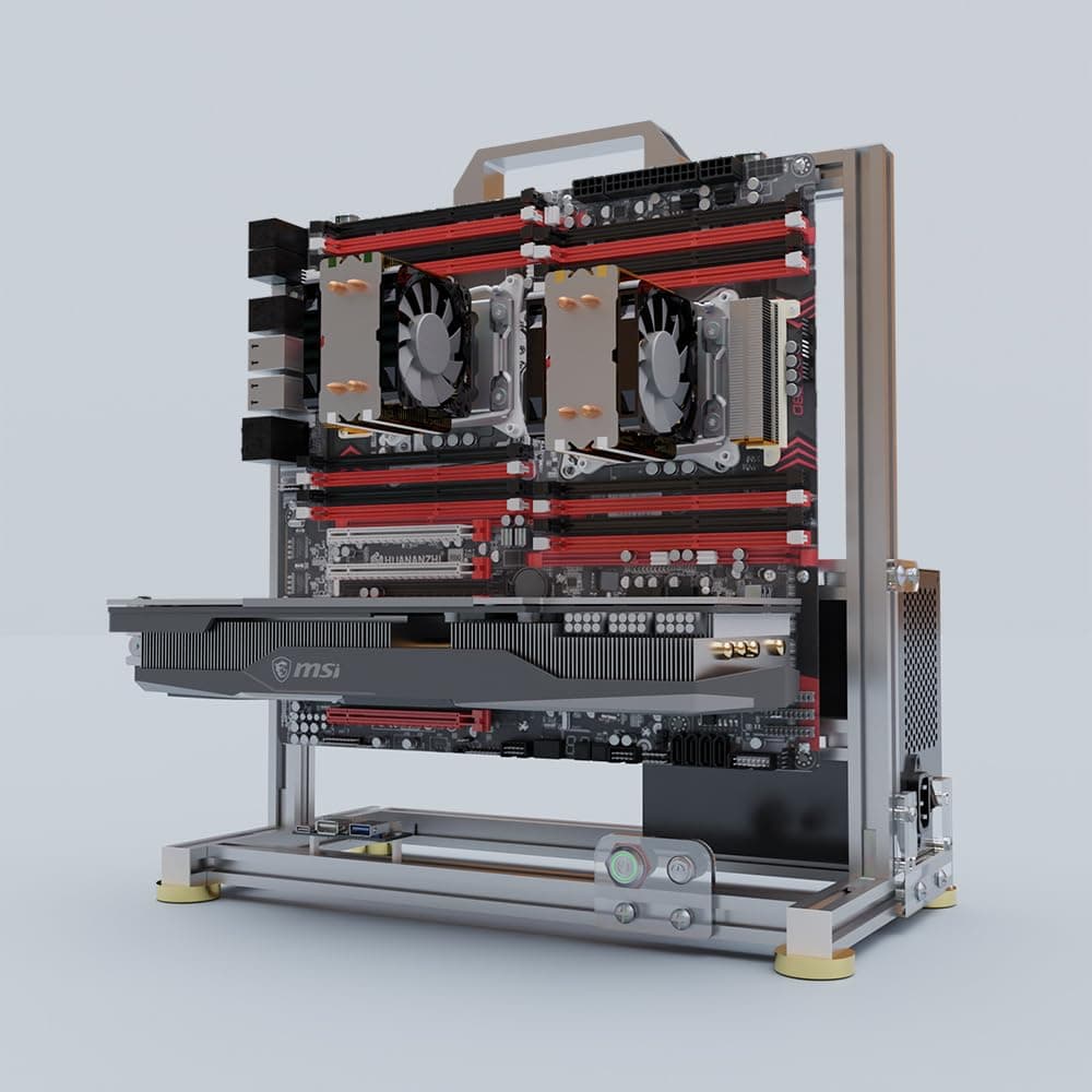 PC Chassis Desktop Computer Open Case Well Cooled Chassis Aluminum Material Test Bench Includes Type-C Support Motherboard (EATX)