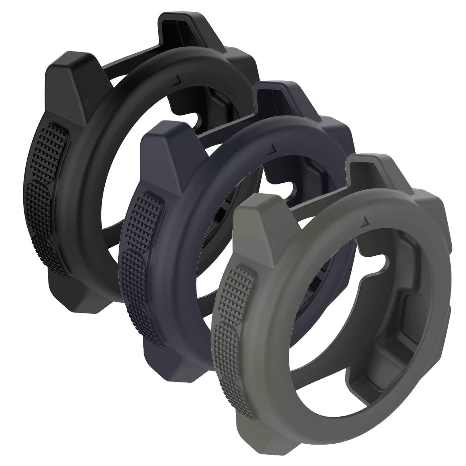 Compatible Silicone Protective Cover Cases Anti-Scratch Bezel Protector Replacement for Garmin Instinct,Instinct Solar Smartwatch (Black&Navy&Grey)