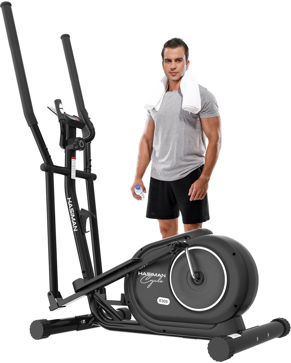 Elliptical Exercise Machine, Elliptical Machine for Home Use, Adjustable Magnetic Elliptical with Pulse Rate Grips and LCD Monitor, 350LB Weight Capacity (Dark Black)