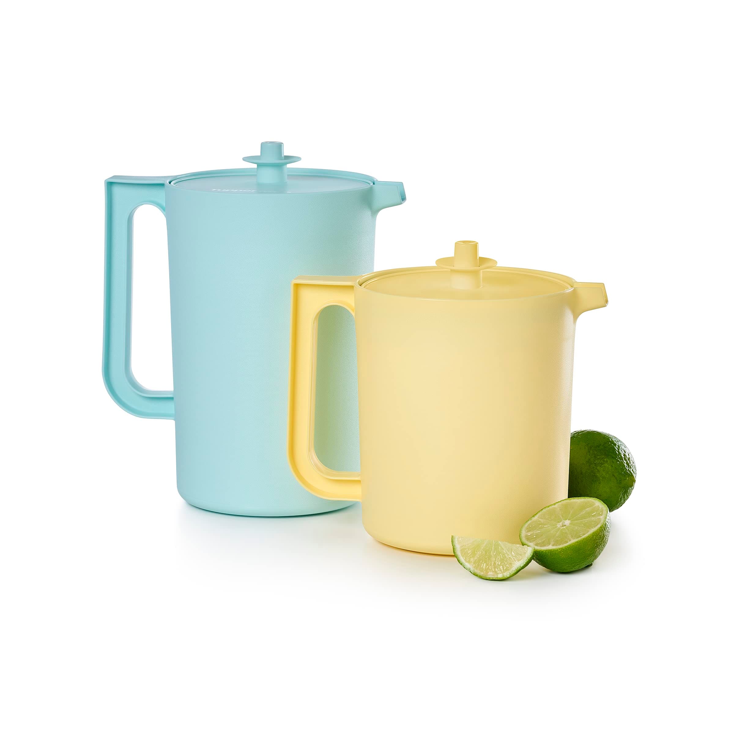 Heritage Pitcher Set in Vintage Blue and Yellow Colors, Dishwasher Safe and BPA Free (Set of 2, 1.5 Qt./2 Qt.)