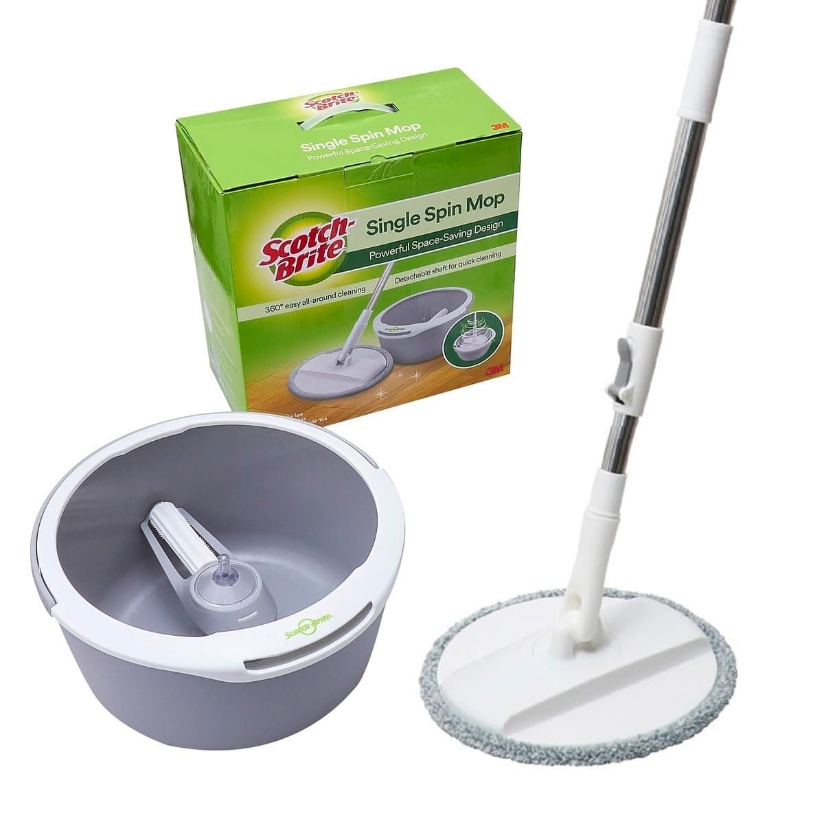 2-in-1 Bucket Spin Mop set (includes: mop with stick, bucket, mop refill), 1 set/pack | 360 easy all-around cleaning | Cleaning Mop | rinsing and drying in a single bucket | Floors