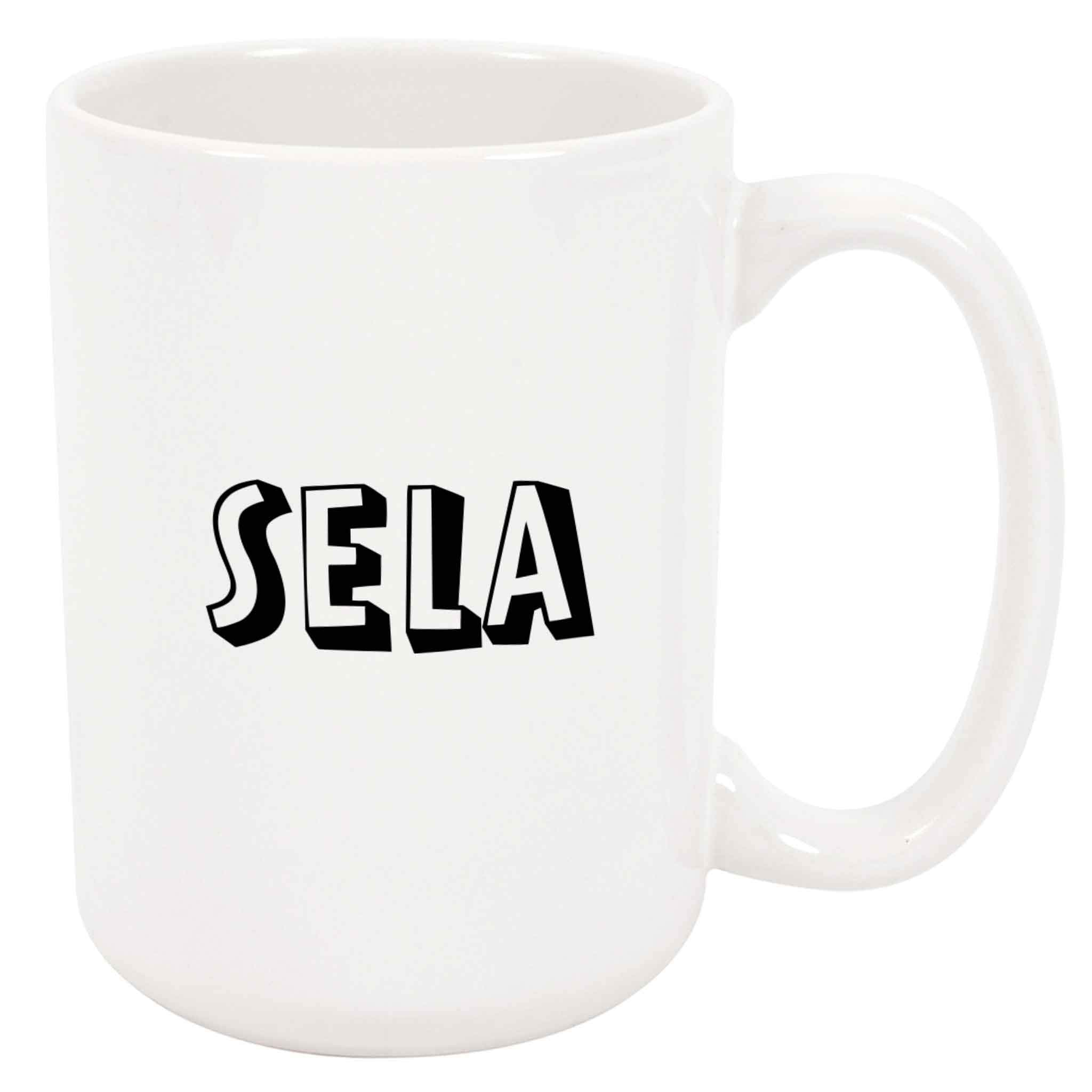 Sela Coffee Mug - Personalized Ceramic Cup with Name, Custom Mug, Customized Birthday/Christmas Gift, Holiday Present, Block Text, 11 Oz
