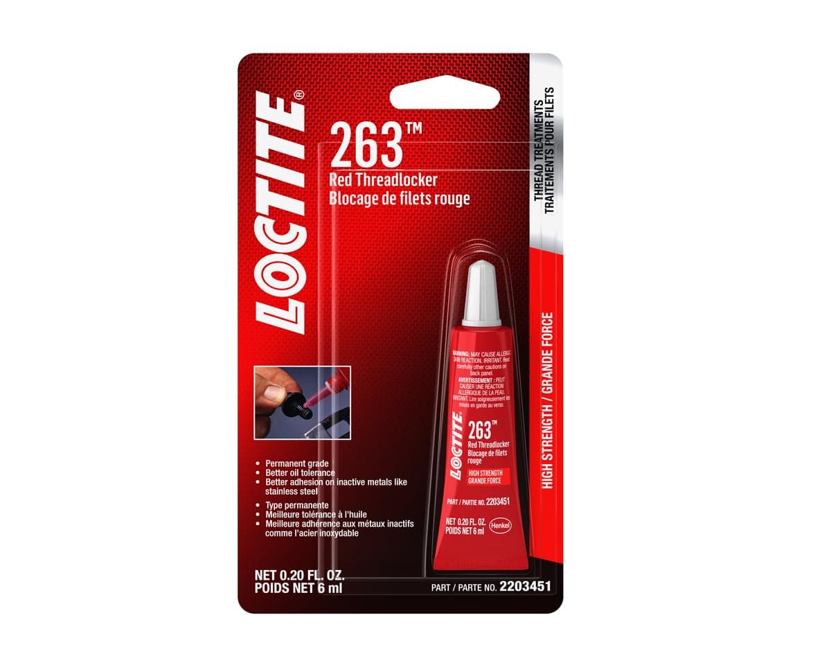 LOCTITE 263 Automotive Threadlocker Red – High Strength Thread Lock, General Purpose Applications, Oil Tolerant, Fluorescent - 6 ml, 1 Pack