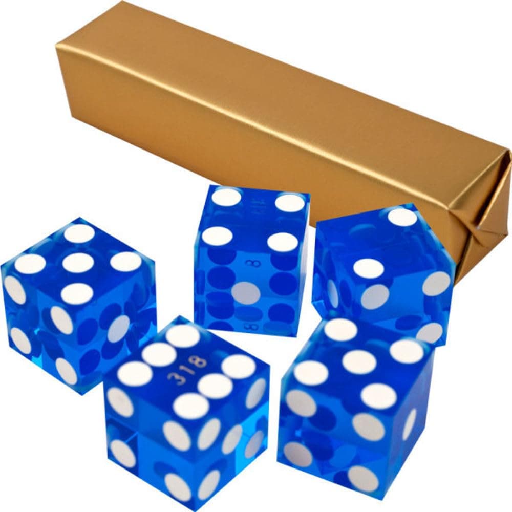 Dice Set - 19MM A Grade Serialized Casino Dice with Sharp Edges - Game Night Accessories by Trademark Poker (Blue)