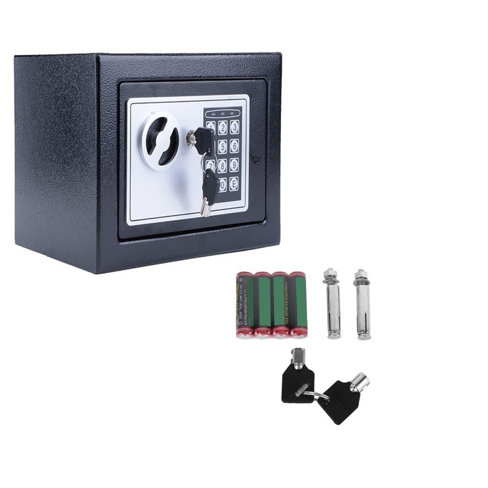 Ultrey Safe Combination Lock Mini Small Fireproof Safe with Digital Lock 22.5 x 17 x 16 cm (L * W * H) 4 Batteries and 2 Keys, black