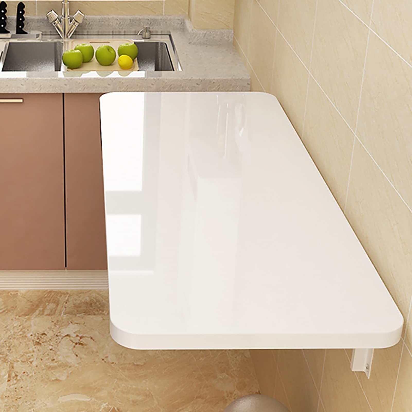 Fold Wall Mounted Table Folding Workbench Length, Laundry Folding Table, Stable Sturdy Heavy Duty Wall Table for Kitchen/Laundry Room&Restaurant (Color : White, Size : 50 * 30cm (19.7 * 12in))