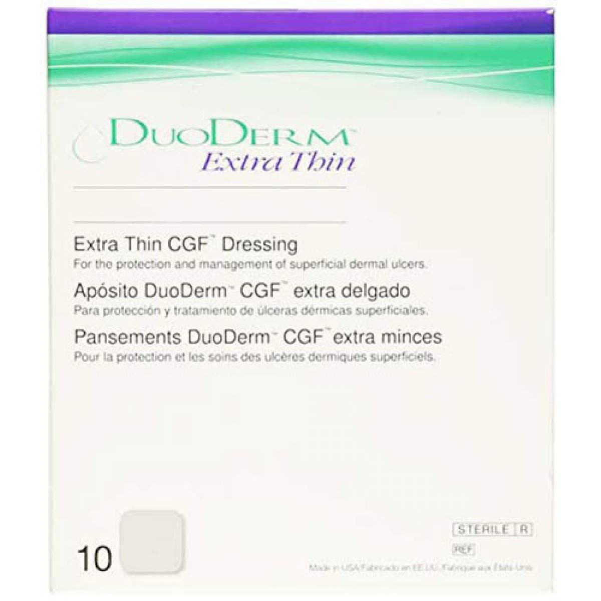 Convatec DuoDERM CGF Extra Thin Dressing 4"x4", 10Pack Bundle with 2 Alcohol Wipes