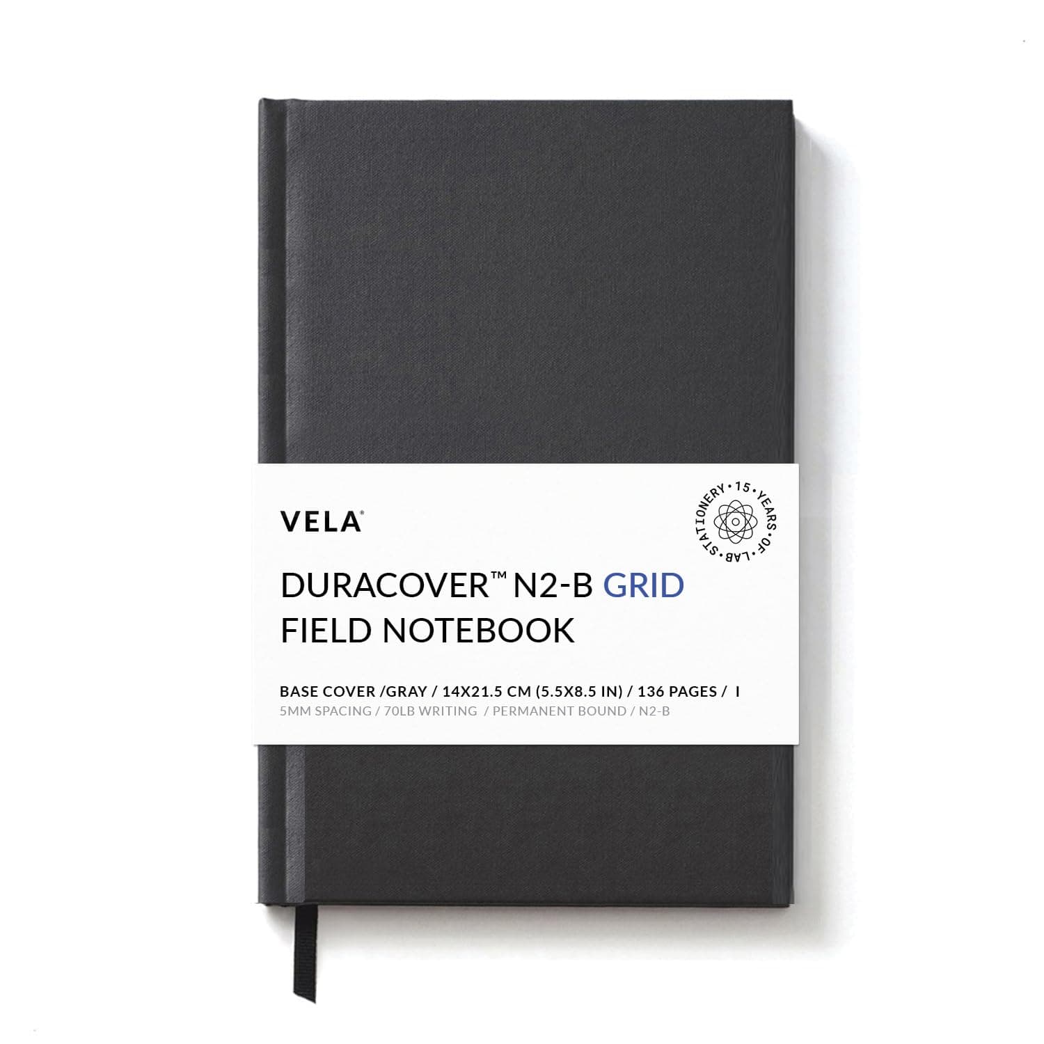 Advanced N2-B Field DuraCover Notebook, 5.5 x 8.5 in (14 x 21.5 cm), 136 Pages, Gray Saturated Weave, Permanent Bound, 70lb Heavyweight Paper (1-Pack, Grid)