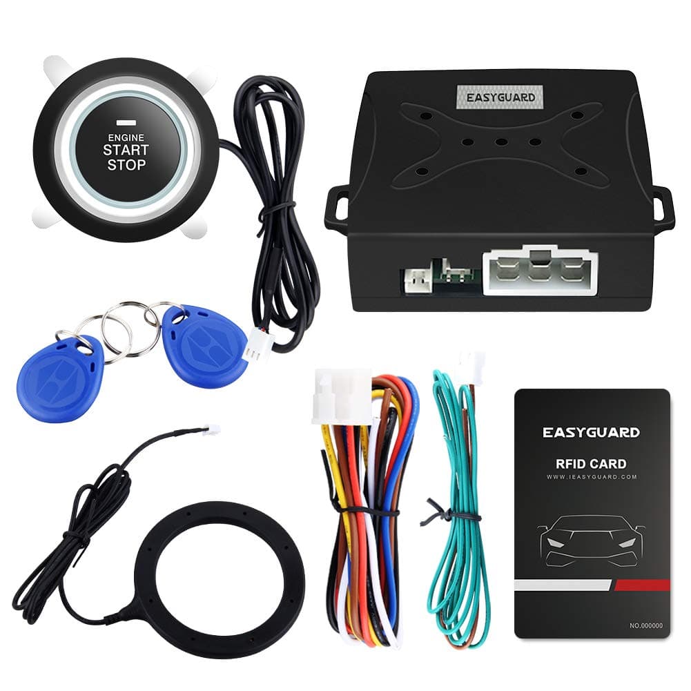 EC004 Smart RFID Push Engine Start Button kit & Keyless Go System Upgrade Key Start to Push Start Cars Fits for Most DC12V Cars