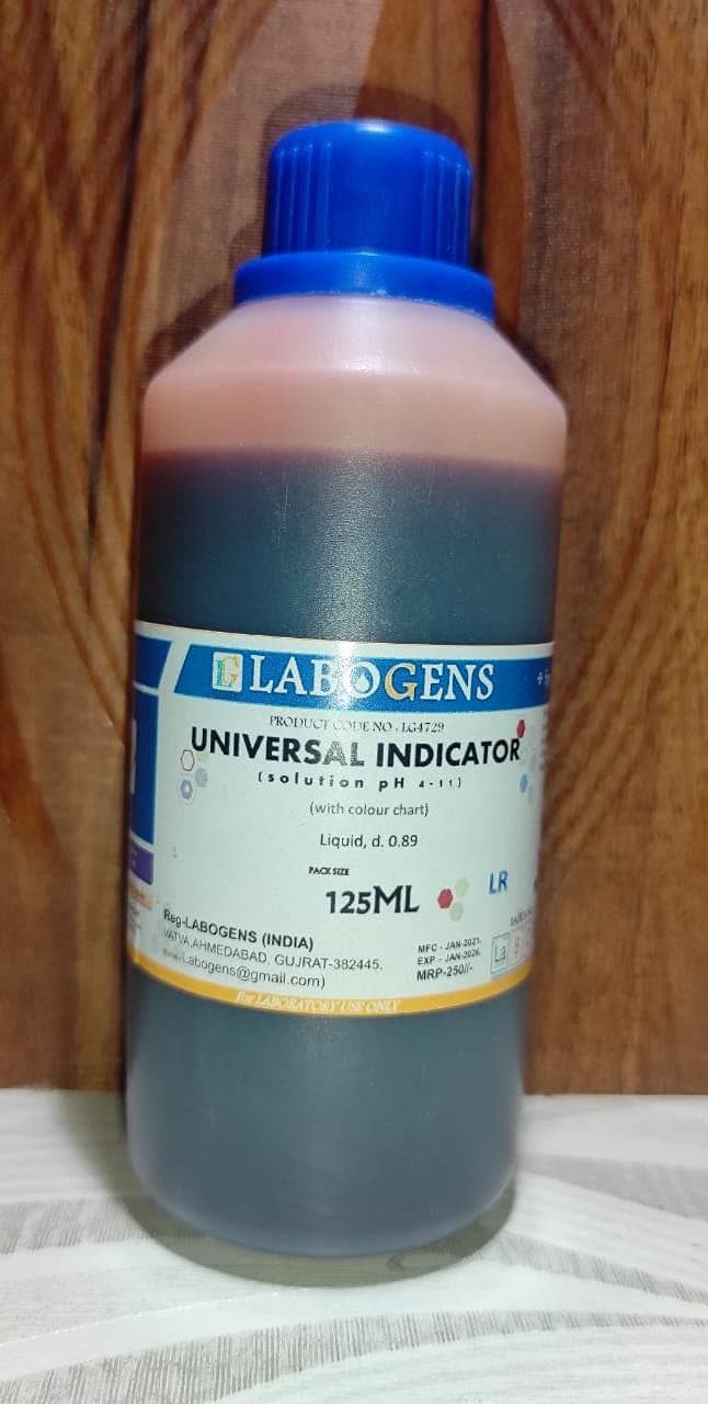 Labogens Universal Solution PH indicator Test with Colour Chart pH 4-11 - 100ml