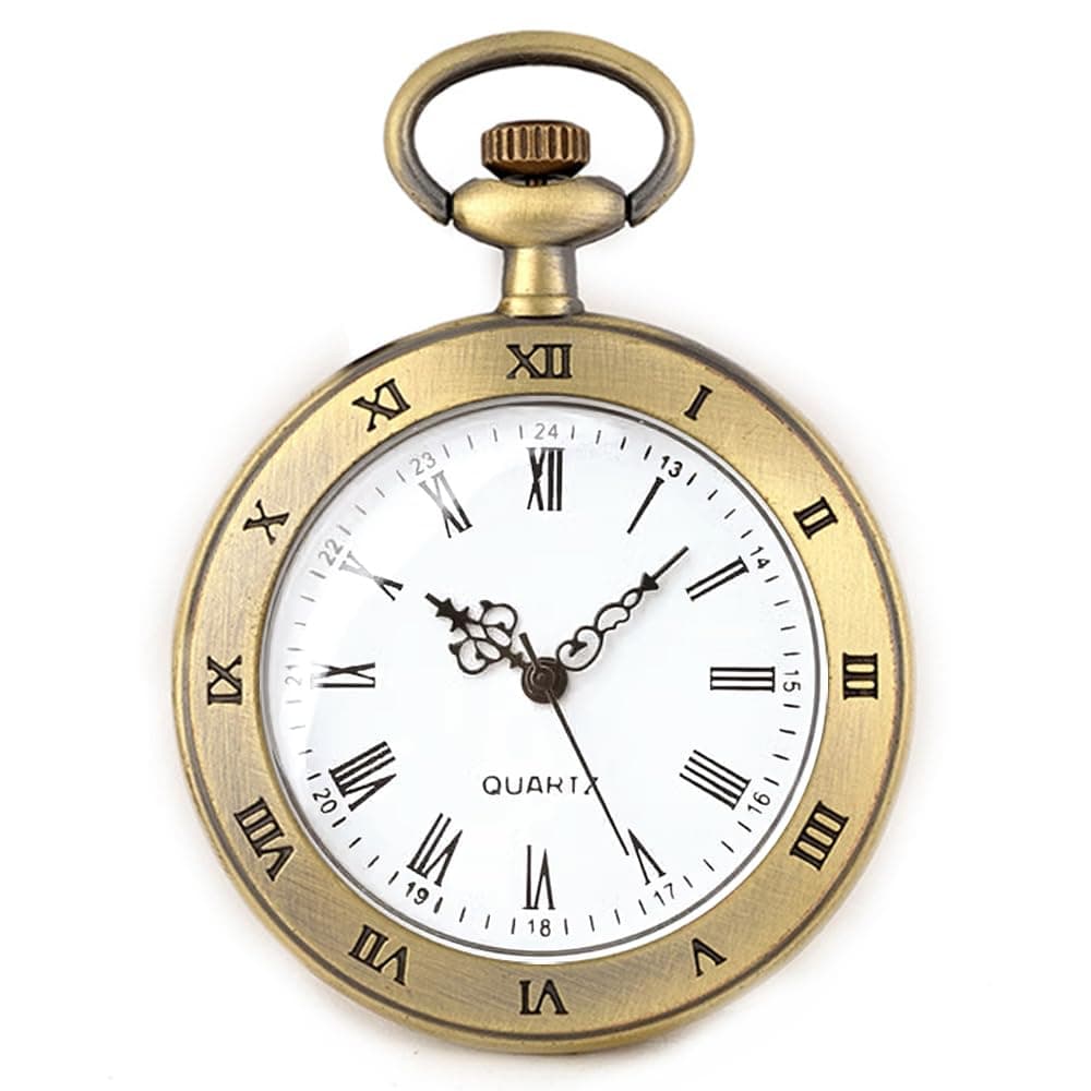 Vintage Pocket Watches for Men with Chains, Analog Pocketwatch for Women Roman No. Gifts for Dad/Grandpa Gifts for Him for Birthday