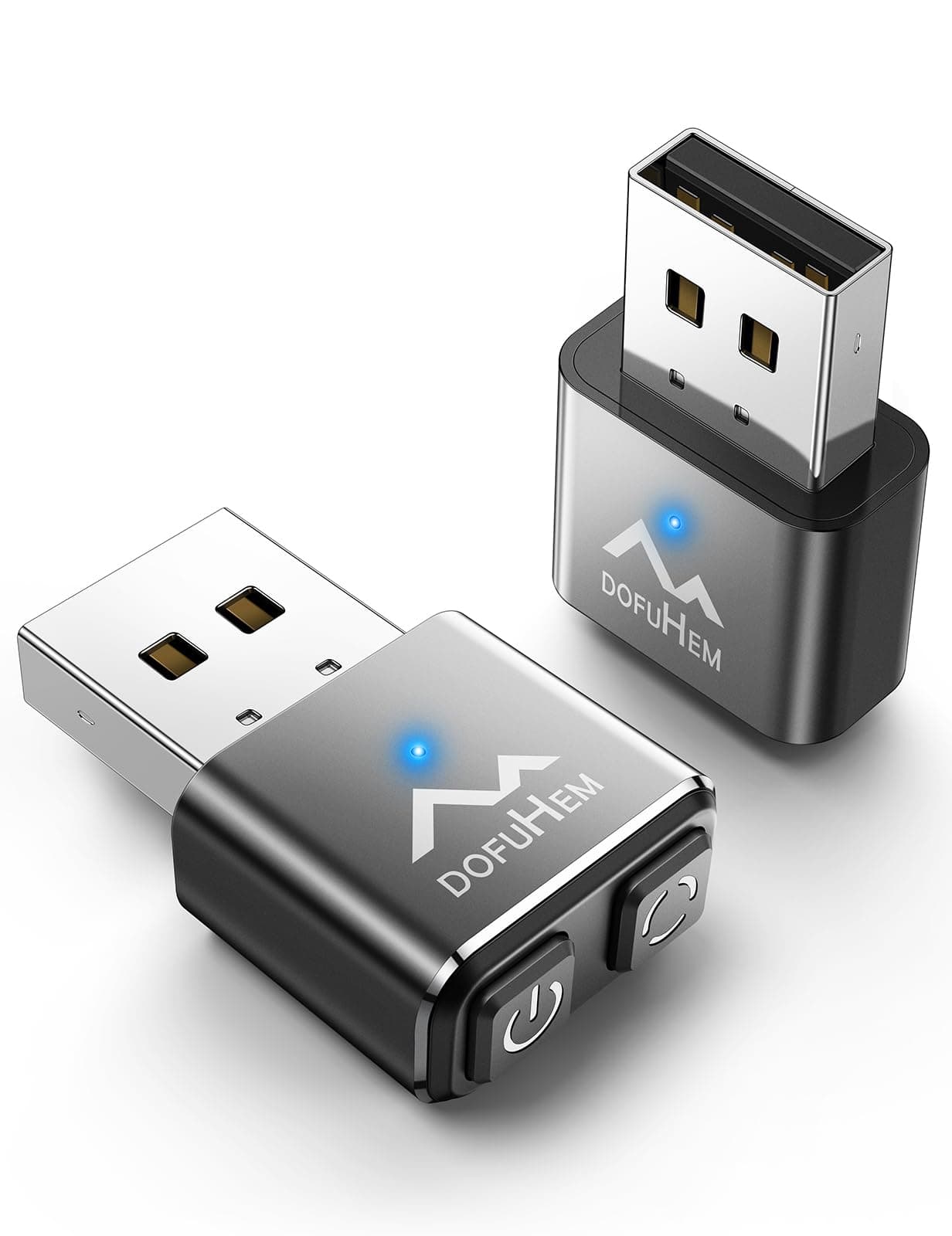 Metal Mini Mouse Mover with 2 Buttons Undetectable Tiny Mouse Jiggler with ON/Off Switch 3 Jiggle Modes Automatically Simulates Mouse Movement for Computer Awakening, USB Mouse Jiggler, 1 Pair