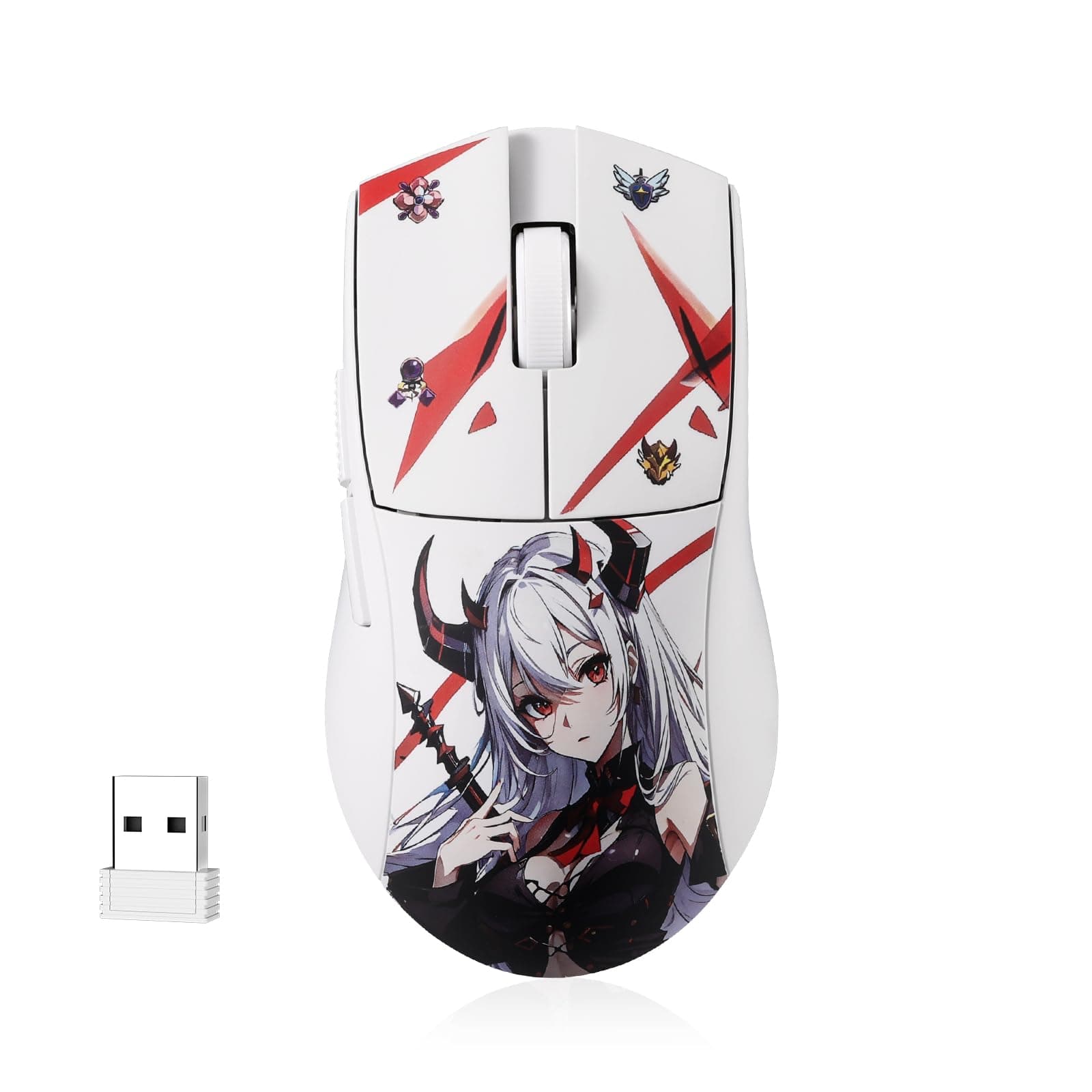 M916AK PRO 3-Mode Anime Gaming Mouse, 42G Ultra-Light 26K DPI Gaming Mouse w/Ergonomic Natural Grip Build, Full Programmable Buttons, Software Supports DIY Keybinds & DPI