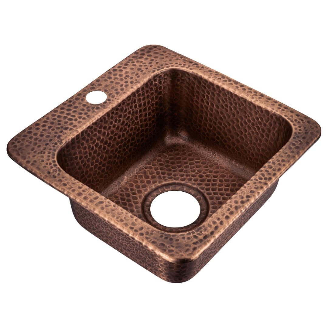 Monarch Abode 17092 Pure Copper Hand Hammered Baxter Bar Prep Sink (15 inches)