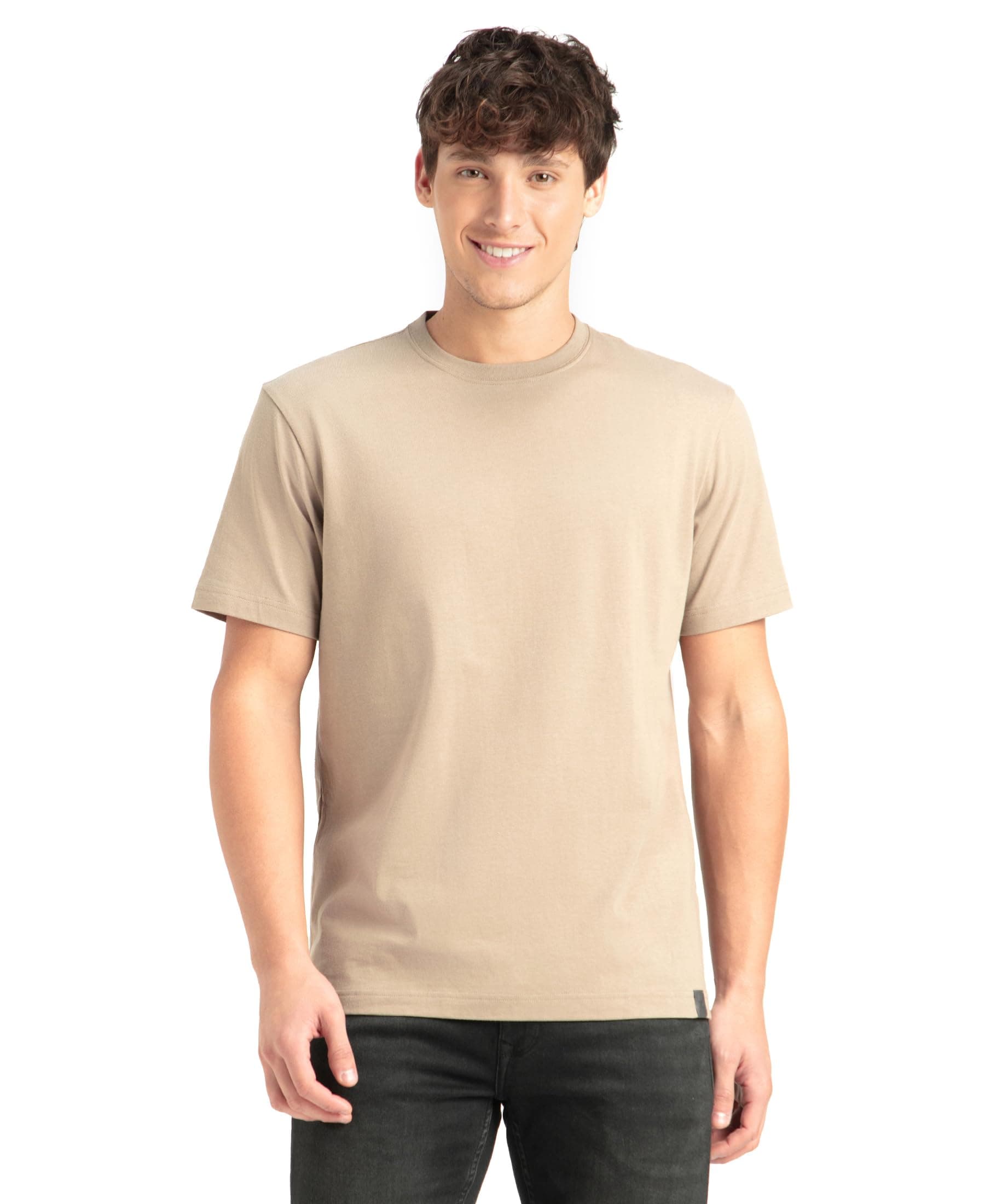 2714 Men's Super Combed Cotton Rich Solid Round Neck Regular Fit Half Sleeve T-Shirt