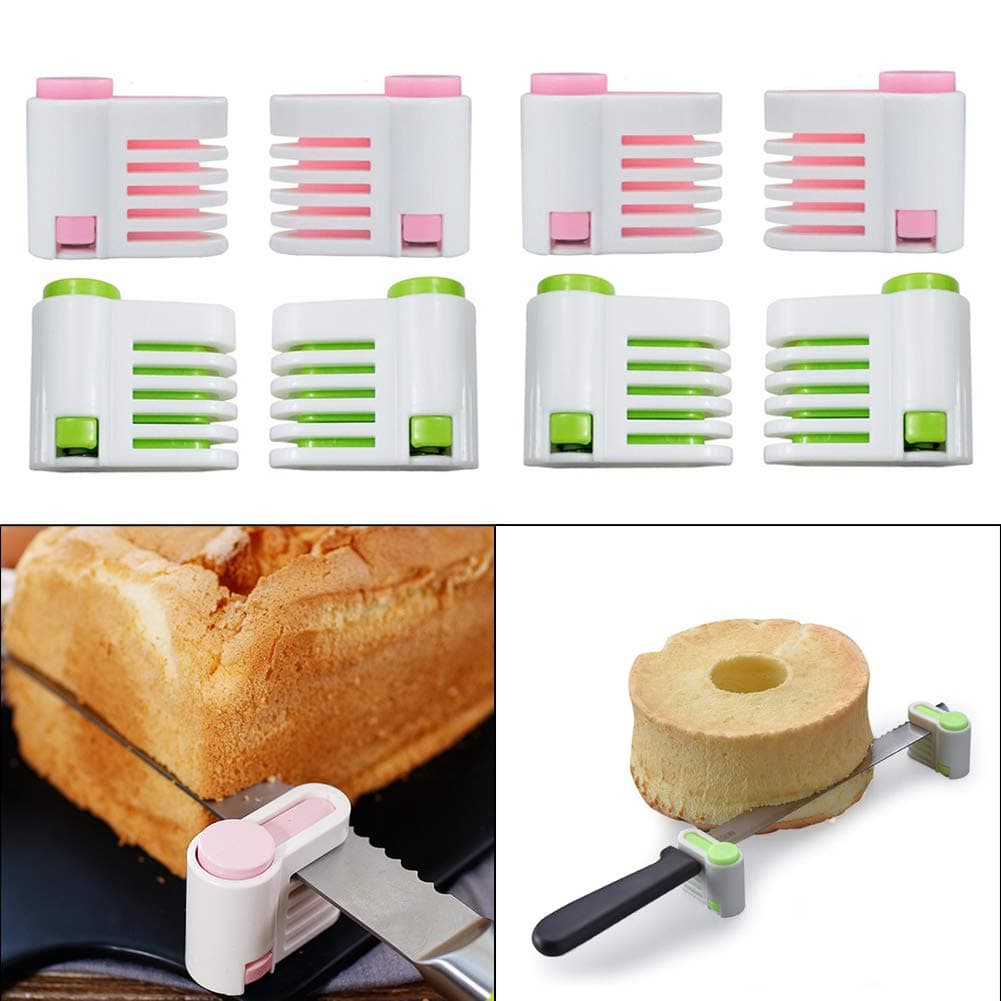 VinBee 8 PACK 5 Layers DIY Cake Bread Cutter Leveler Slicer Adjustable Cutting Fixator Guide Tools DIY Cake Decorating Tools For Kitchen Baking Accessory