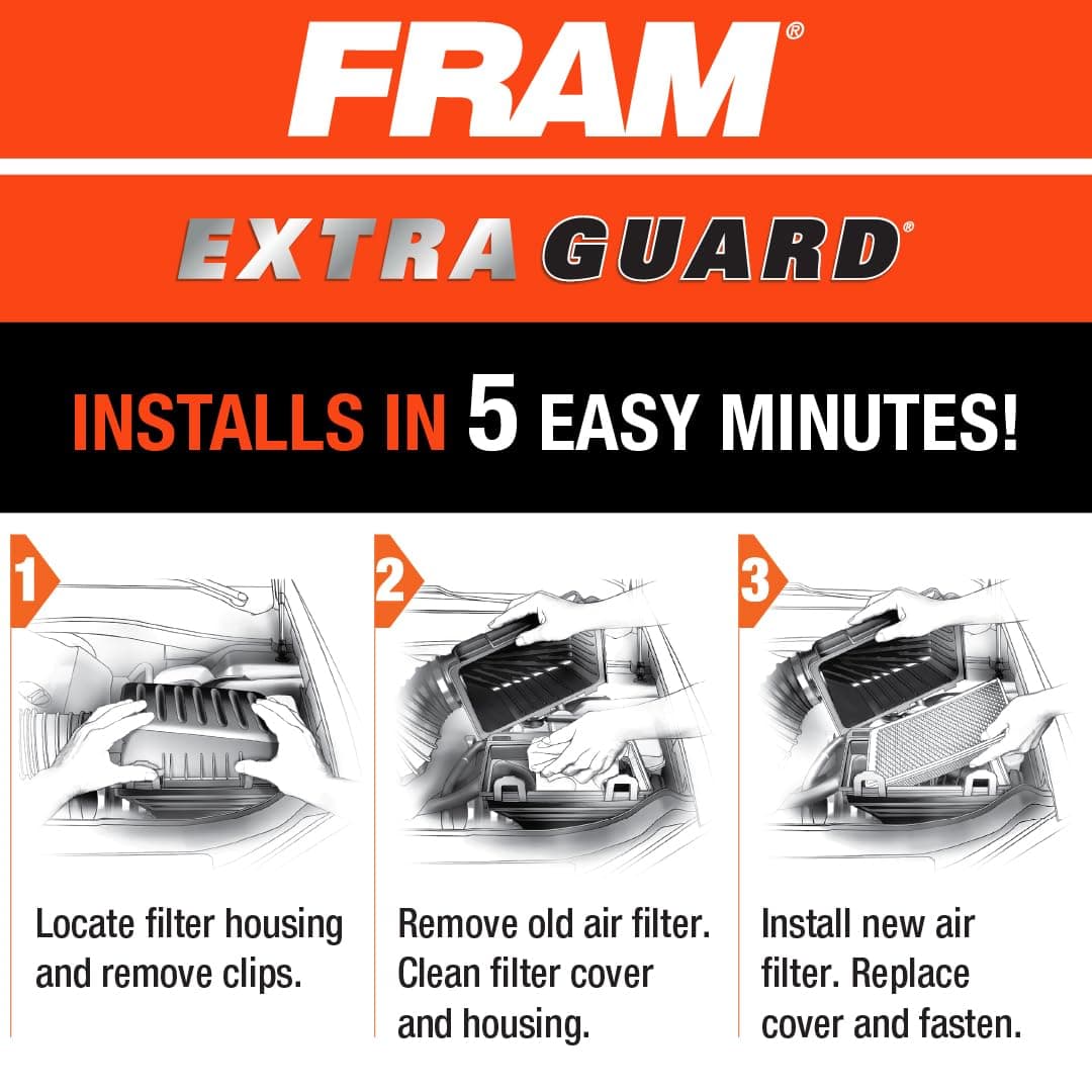 FRAM Extra Guard CA6900 Replacement Engine Air Filter for Select Infiniti and Nissan Models, Provides Up to 12 Months or 12,000 Miles Filter Protection, White