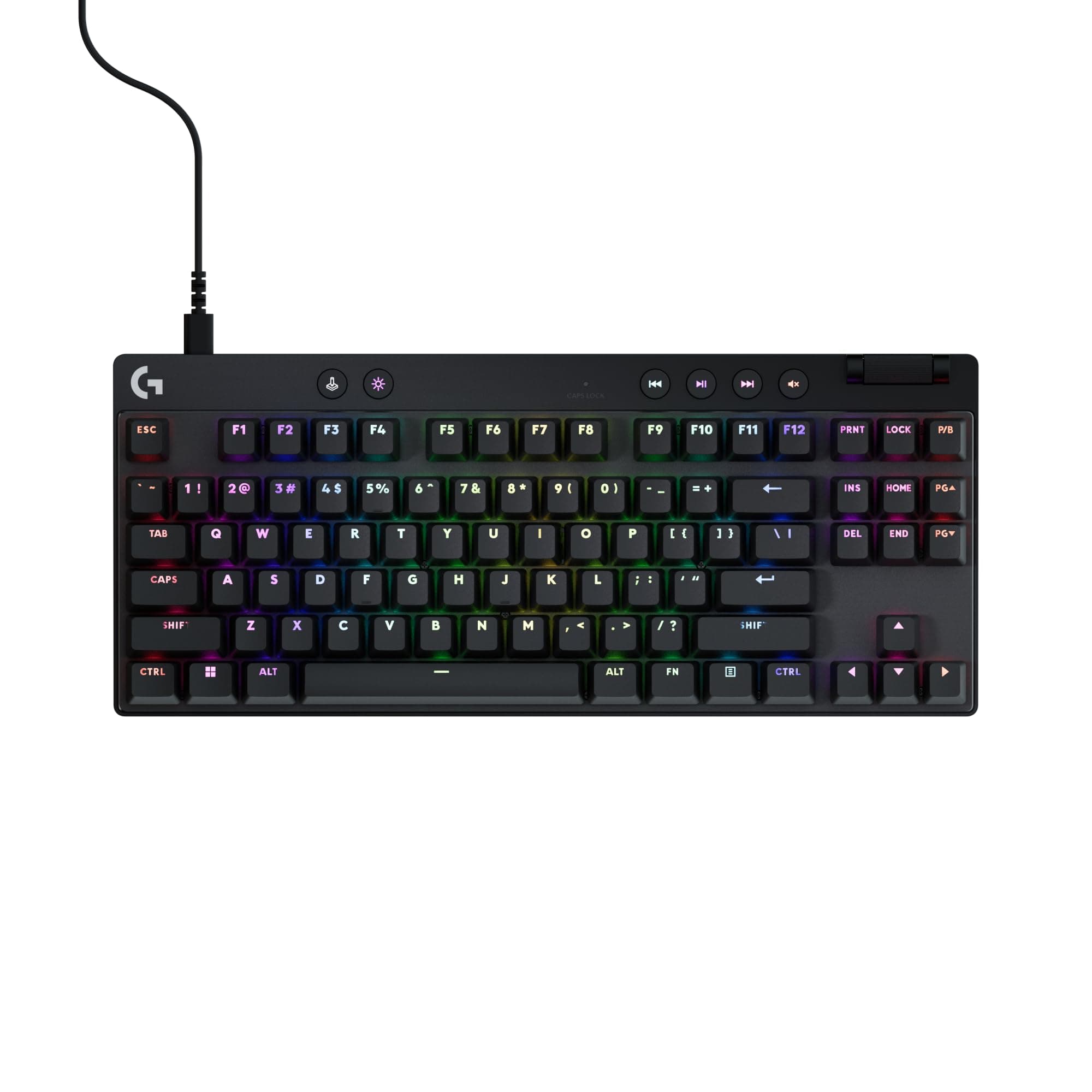 Logitech G Pro X TKL Rapid, Wired Gaming Keyboard without Numeric Keypad with Magnetic Analog Switches, Fast Shooting Mode, RGB, Adjustable Drive, Linear-Black
