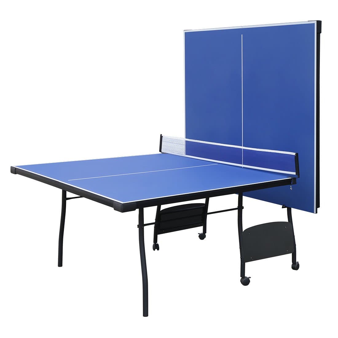 Timberlion 9ft Full Size Compact Table Tennis Table with Set Professional Ping Pong Sports Training Play, Blue