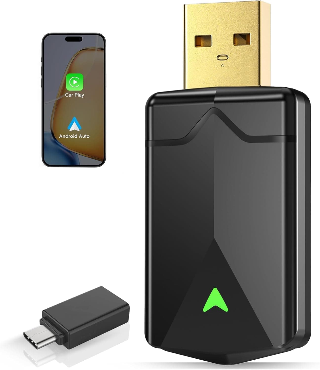 Wireless CarPlay Adapter– Android Auto Wireless Adapter, 5.8GHz Wi-Fi Plug & Play,Mini and Stable iOS 10+/Android 10+, Fast Auto-Connect for Cars 2016+ (1Pcs)