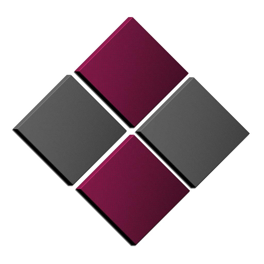 DMD Diamond Acoustic Panel Wall Pack: 4 Pcs 4)2'x2'x2" 2-charcoal & 2-khaki