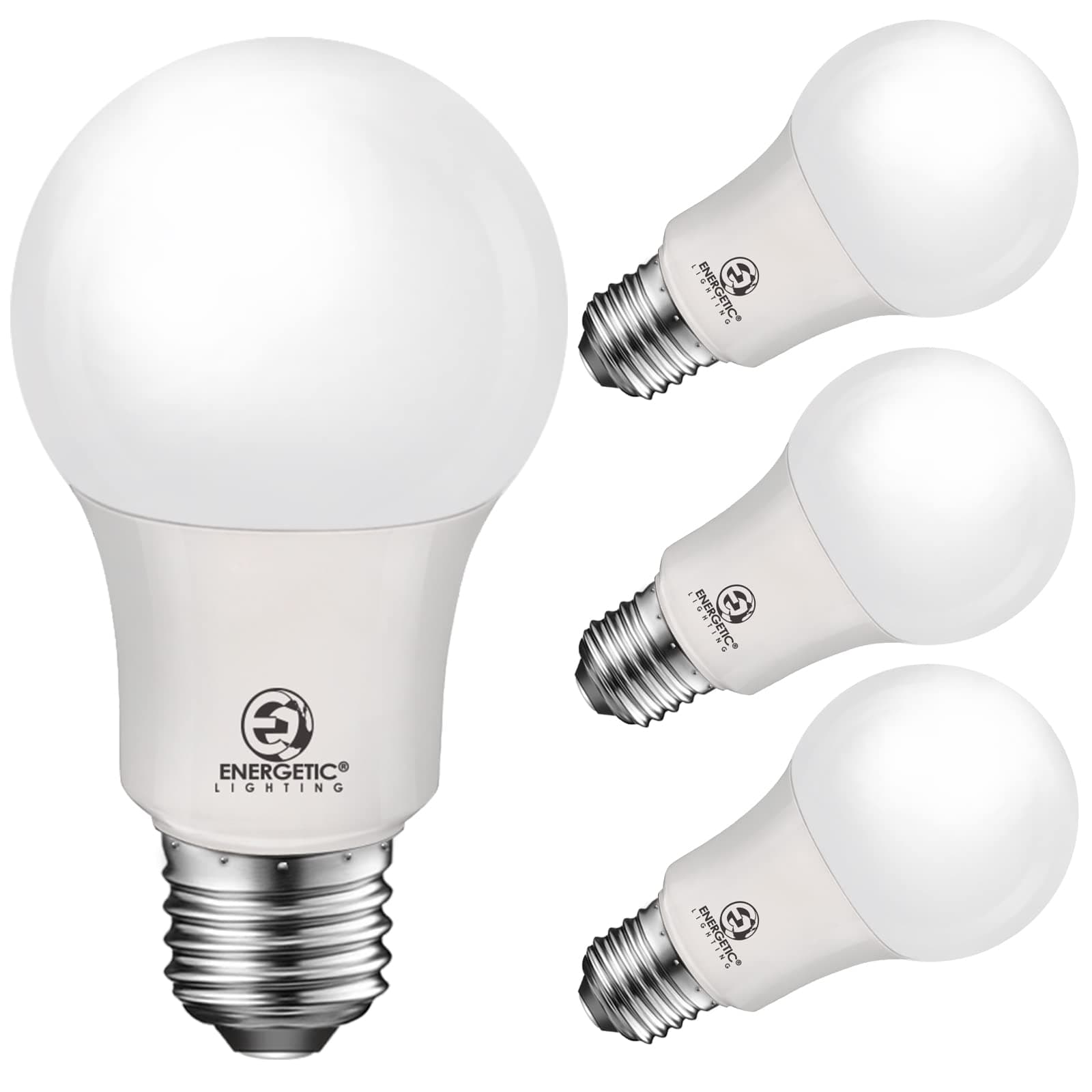 Energetic 60W Equivalent, LED Light Bulb, A19 Lamp, Efficient 9W,Bright White 5000K, 4 Pack Piece