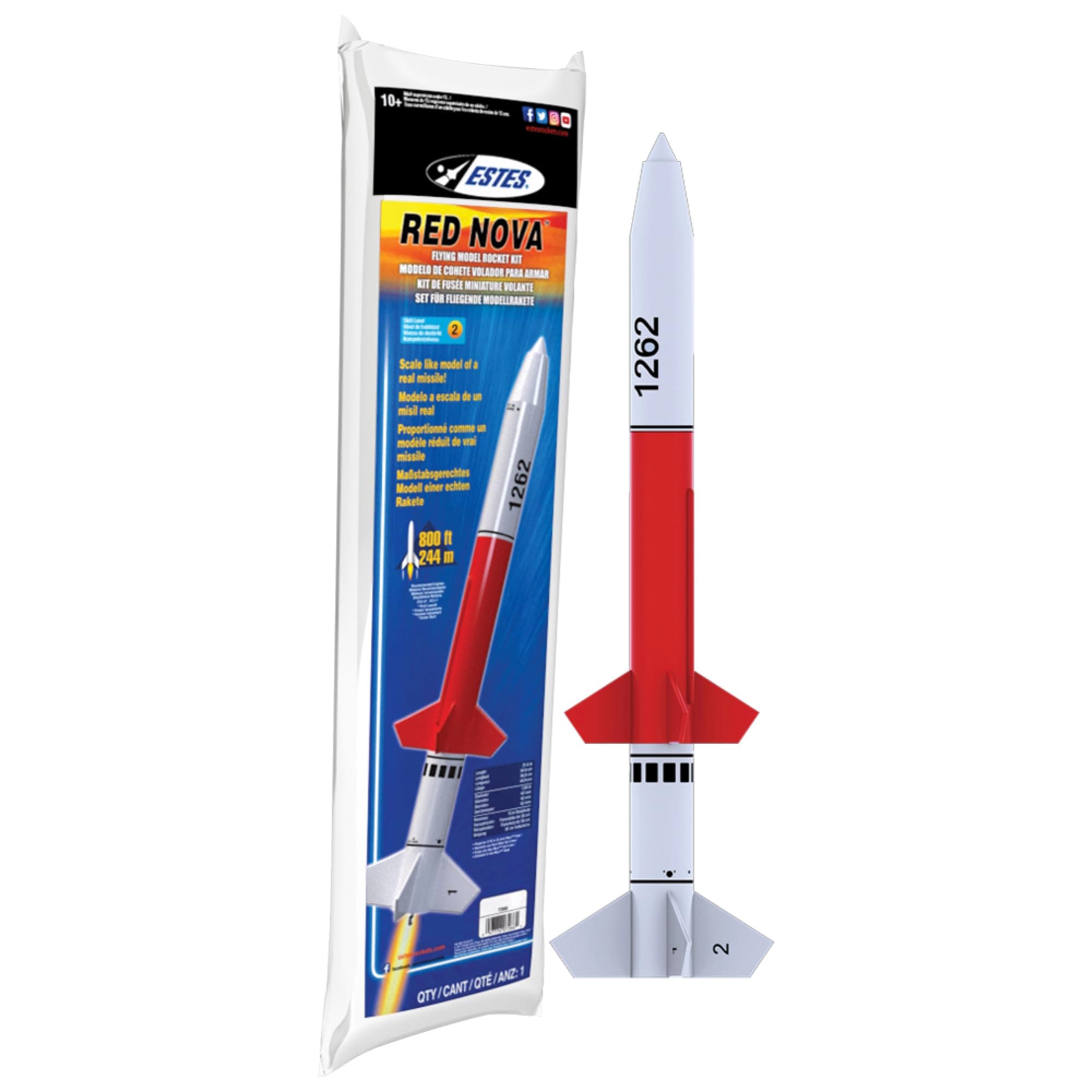 7266 Red Nova Flying-Model-Rocket Kit, Advanced Rocket-Building Kit for Ages 10+