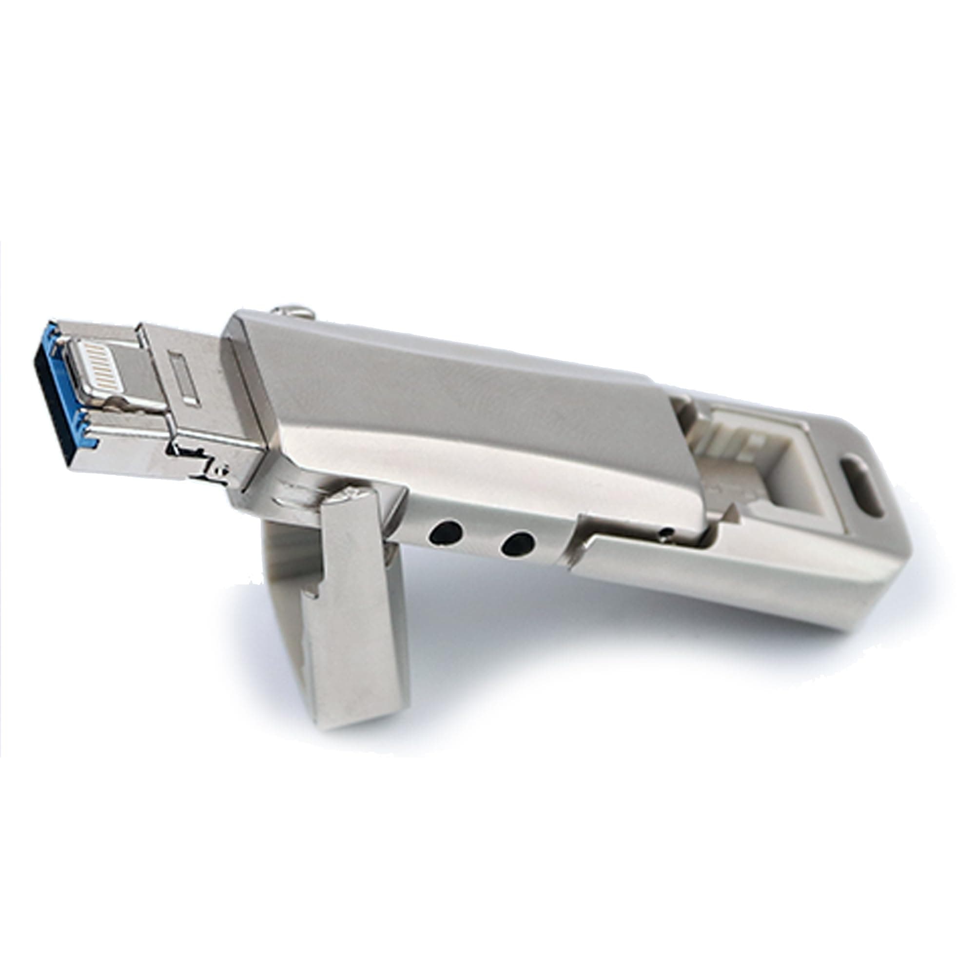 1TB 3in1 Metal Flash Drive for iPhone, Android & PC, USB A, Lightning & USB C Ports