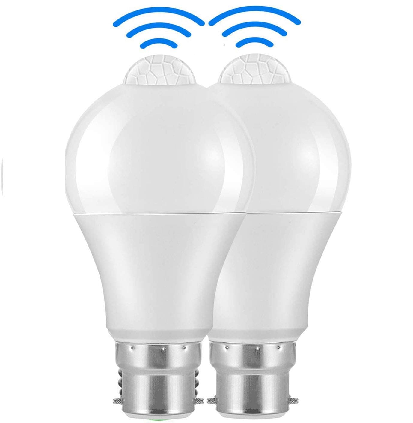 Powstro LED Smart Motion Light Bulbs - B22 PIR Light Sensor Bulb 12W Cool White 6000K Auto On/Off Night Lamp for Stairs, Garage, Corridor, Walkway, Yard, Hallway, Patio, Carport (2 Pack)