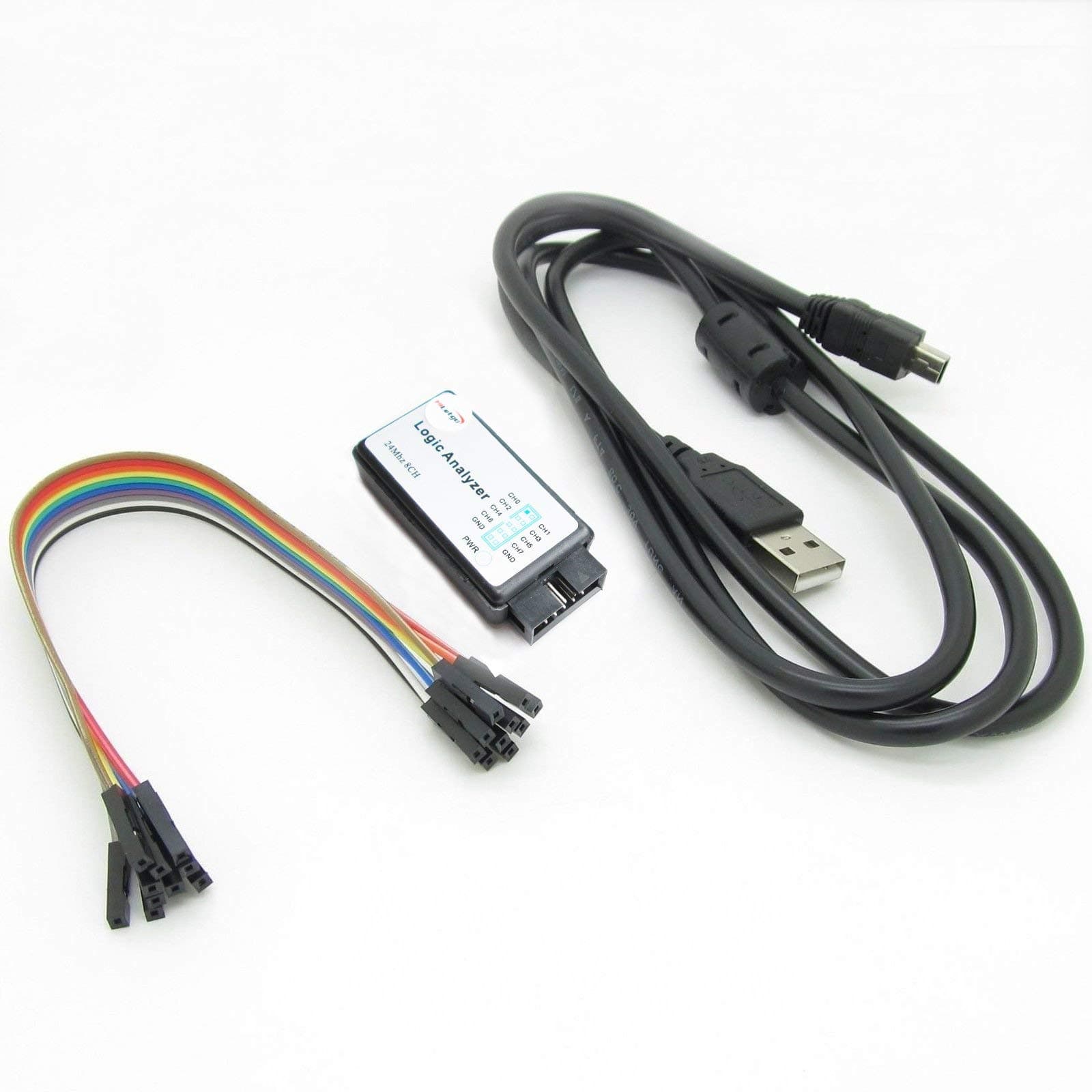 HiLetgo USB Logic Analyzer Device with EMI Ferrite Ring USB Cable 24MHz 8CH 24MHz 8 Channel UART IIC SPI Debug