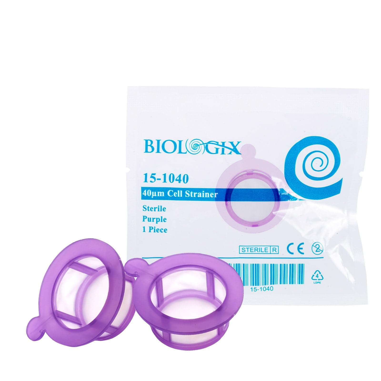 100PCS 40µm Cell Strainer Nylon Mesh Cell Screen Filter Handle, Sterile, Polypropylene Frame, 40µm Pore Size, Individually Wrapped