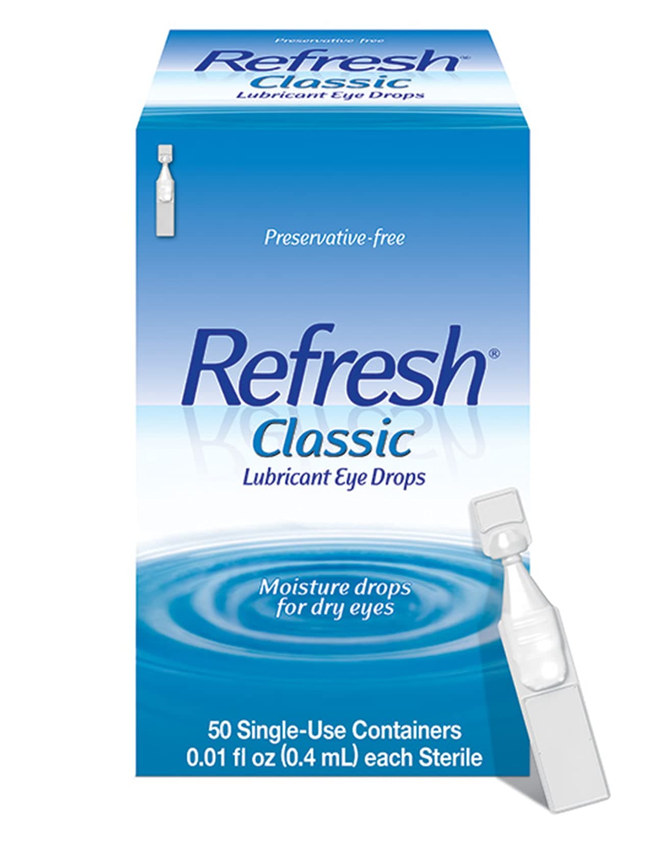 Refresh Classic Lubricant Eye Drops, 50 Single-Use Containers, 0.01 Fl Oz (0.4Ml) Each Sterile