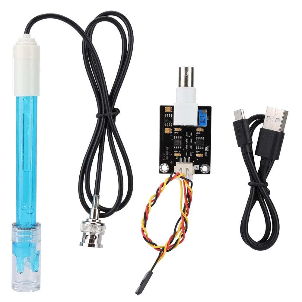 PH Sensor Module, PH Sensor with BNC Connector + PH Probe Composite Electrode Test Code sensor PH Value Detect Water Quality Monitoring Sensor Module