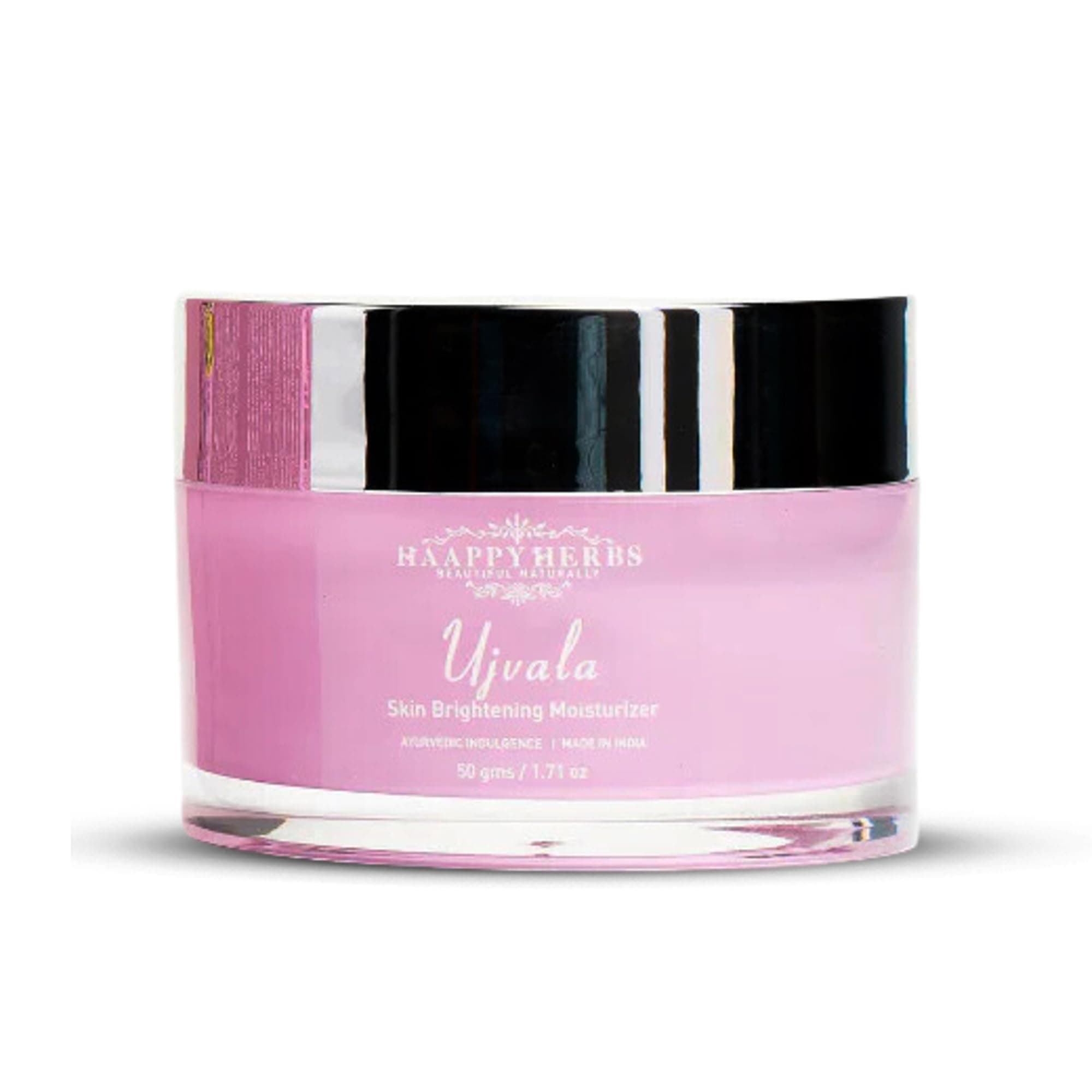 HAAPPY HERBS - BEAUTIFUL NATURALLY Ujvala Skin Brightening Moisturizer - 50G | Ayurvedic Moisturizer Cream For Face | Ideal For Dry Skin | For Men & Women