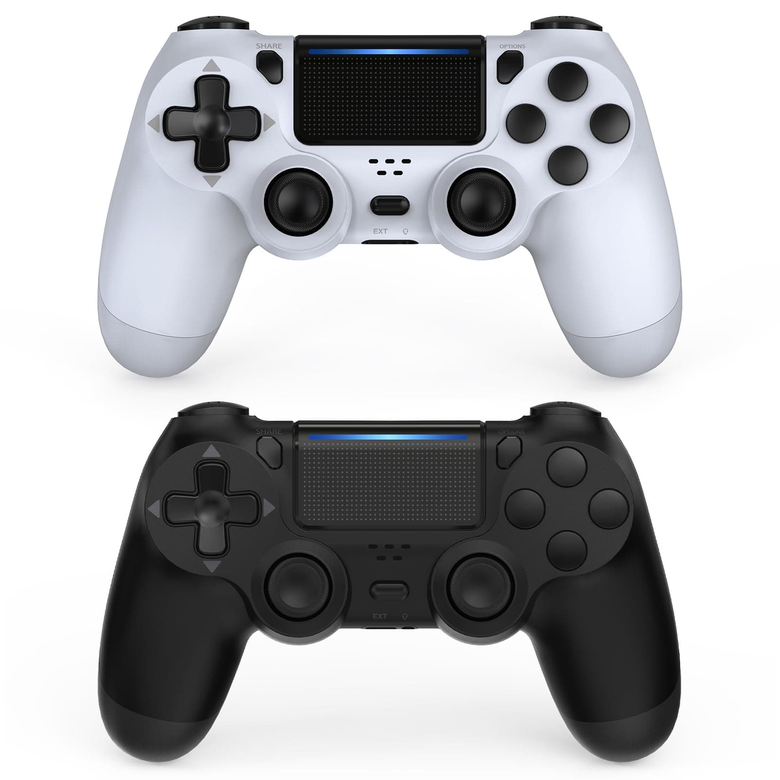 Wuthur PS4 Controller Wireless 2 Pack, Compatible with PlayStation 4 & PC Windows - Black & White
