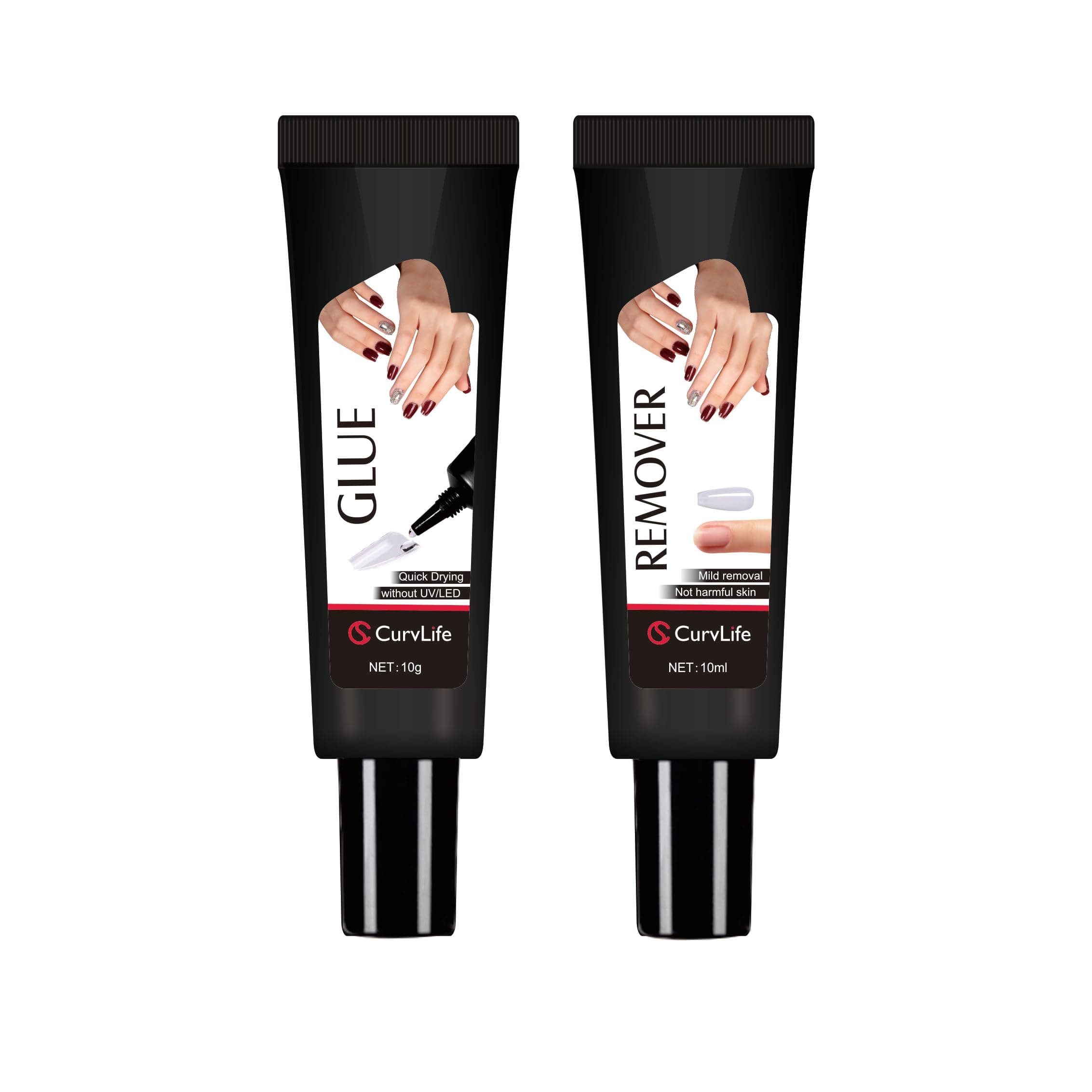 CurvLife Nail Tips Semi Solid Nail Glue 2g (5pcs) - Super Strong, Soft Glue Gel Quick Drying Adhesive for Press On Nails, No UV Light Needed