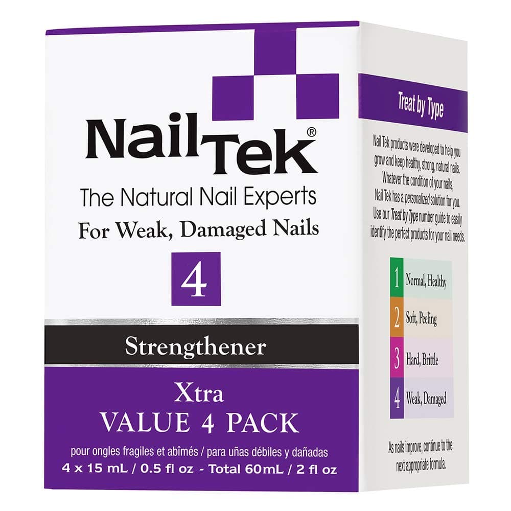 Pro Pack Nail Tek Xtra 4 For Weak and Damaged Nails, resistant nails highly effective treatment designed for nails resistant to conventional therapies - Value 4 x 0.5oz/15ml by Nail Tek