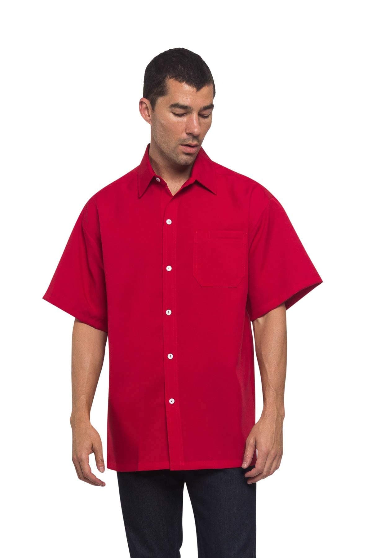 G-Style USAWestern Style Casual Solid Short Sleeve Button Up Shirt Y1000 - Red - 2X-Large