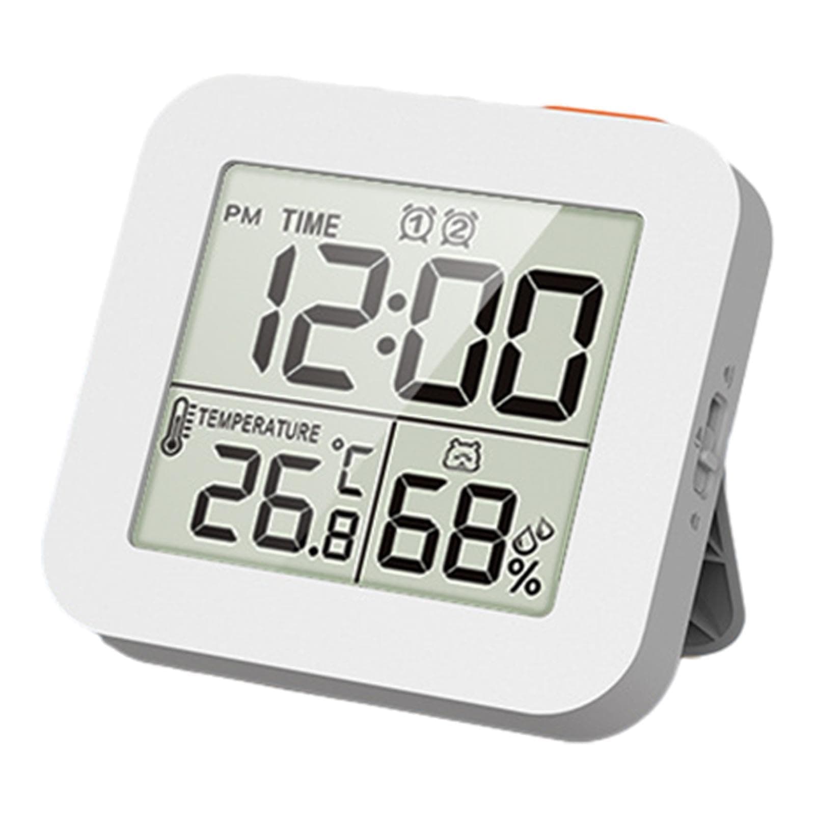 Azonee Digital Shower Clock for Desktop, Bathroom Timer with Alarm with Big LCD Display, Humidity Temperature Display, Kitchen Timer Clocks, Waterproof Wall Clock, White